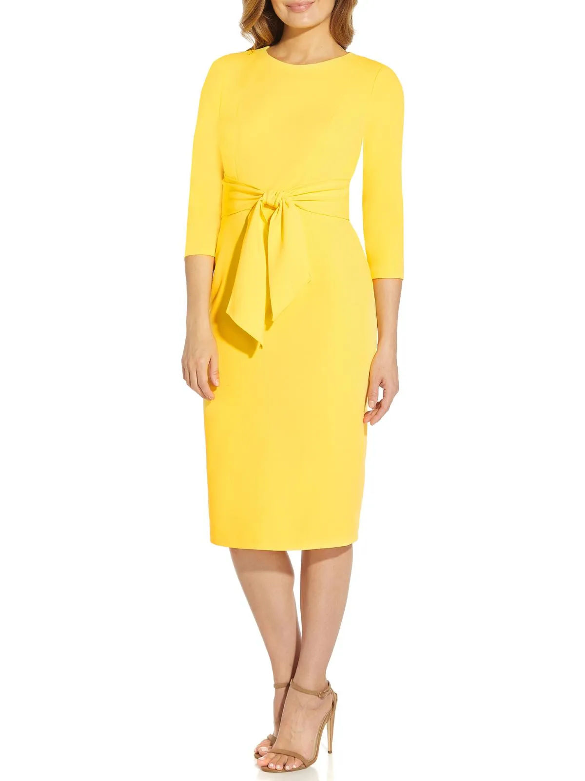 Womens Crepe Knee-Length Sheath Dress