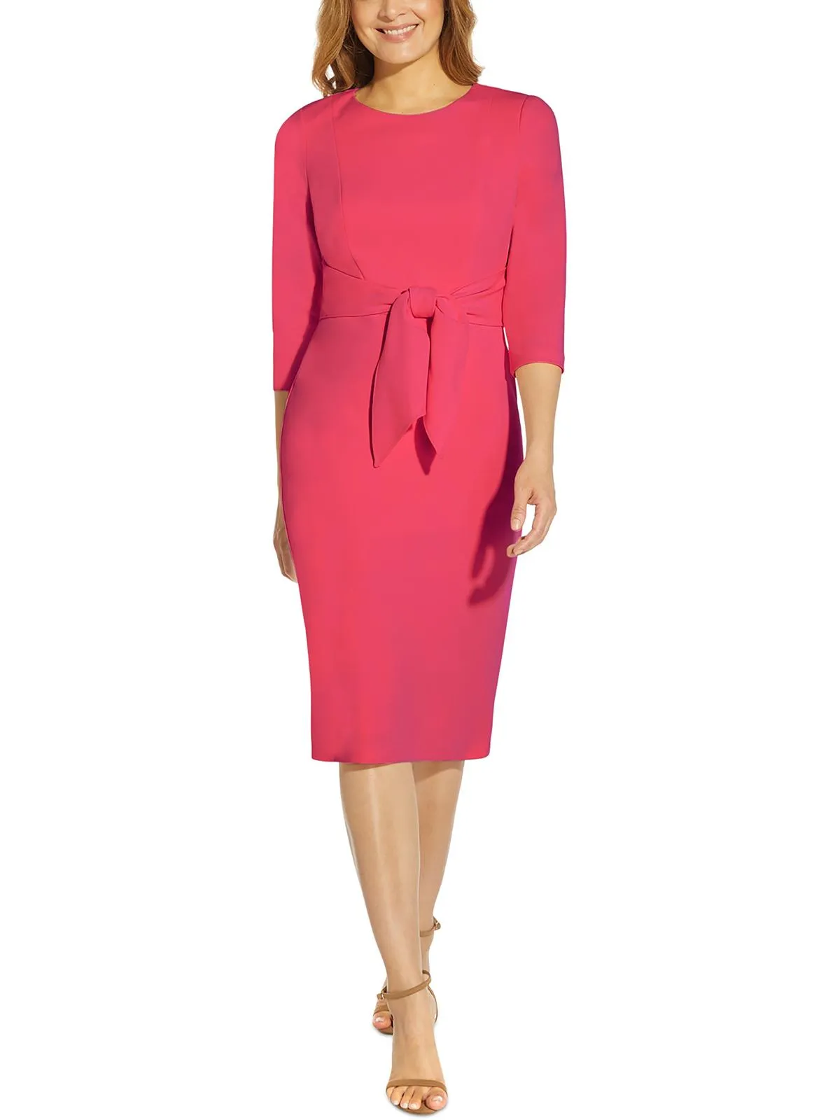Womens Crepe Knee-Length Sheath Dress