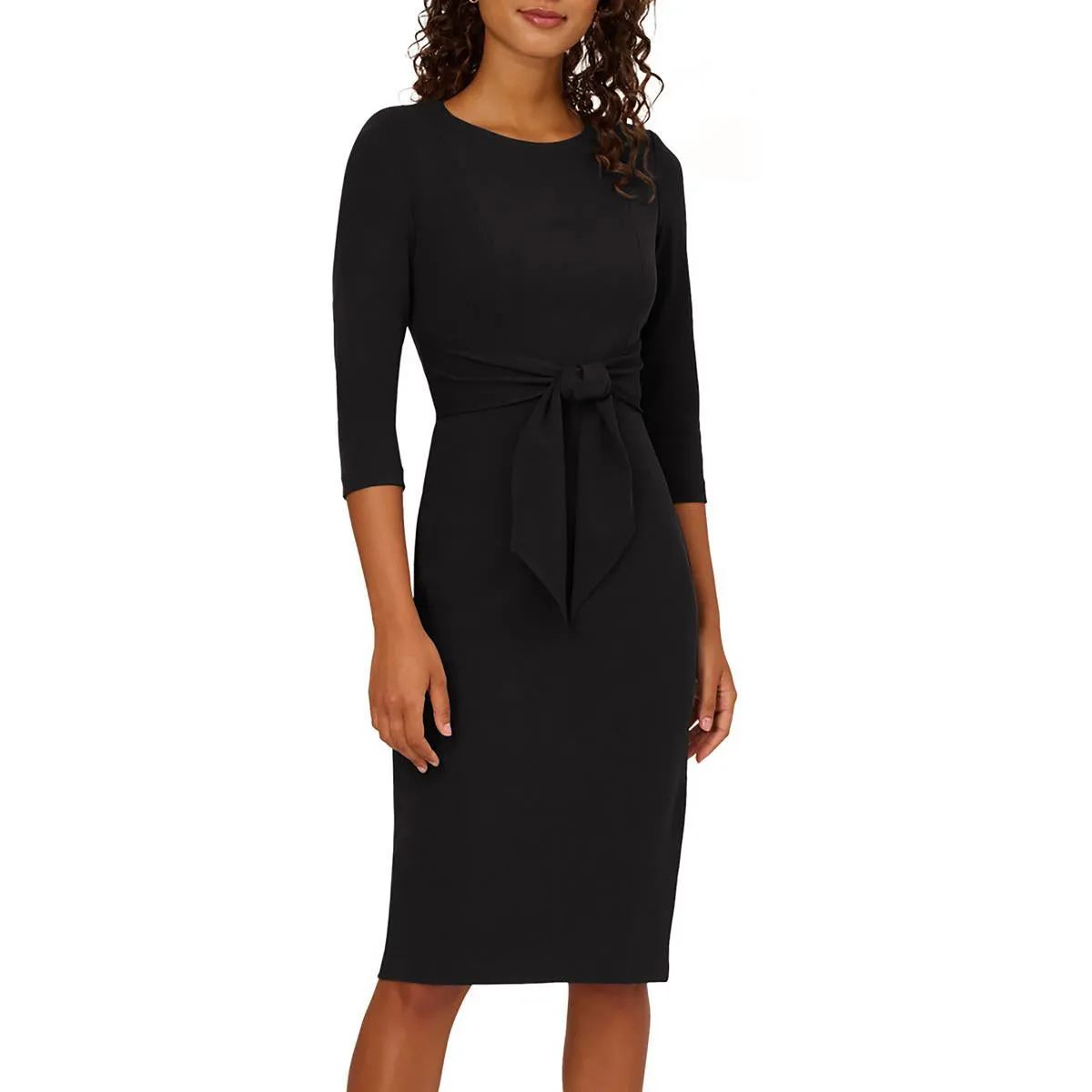 Womens Crepe Knee-Length Sheath Dress