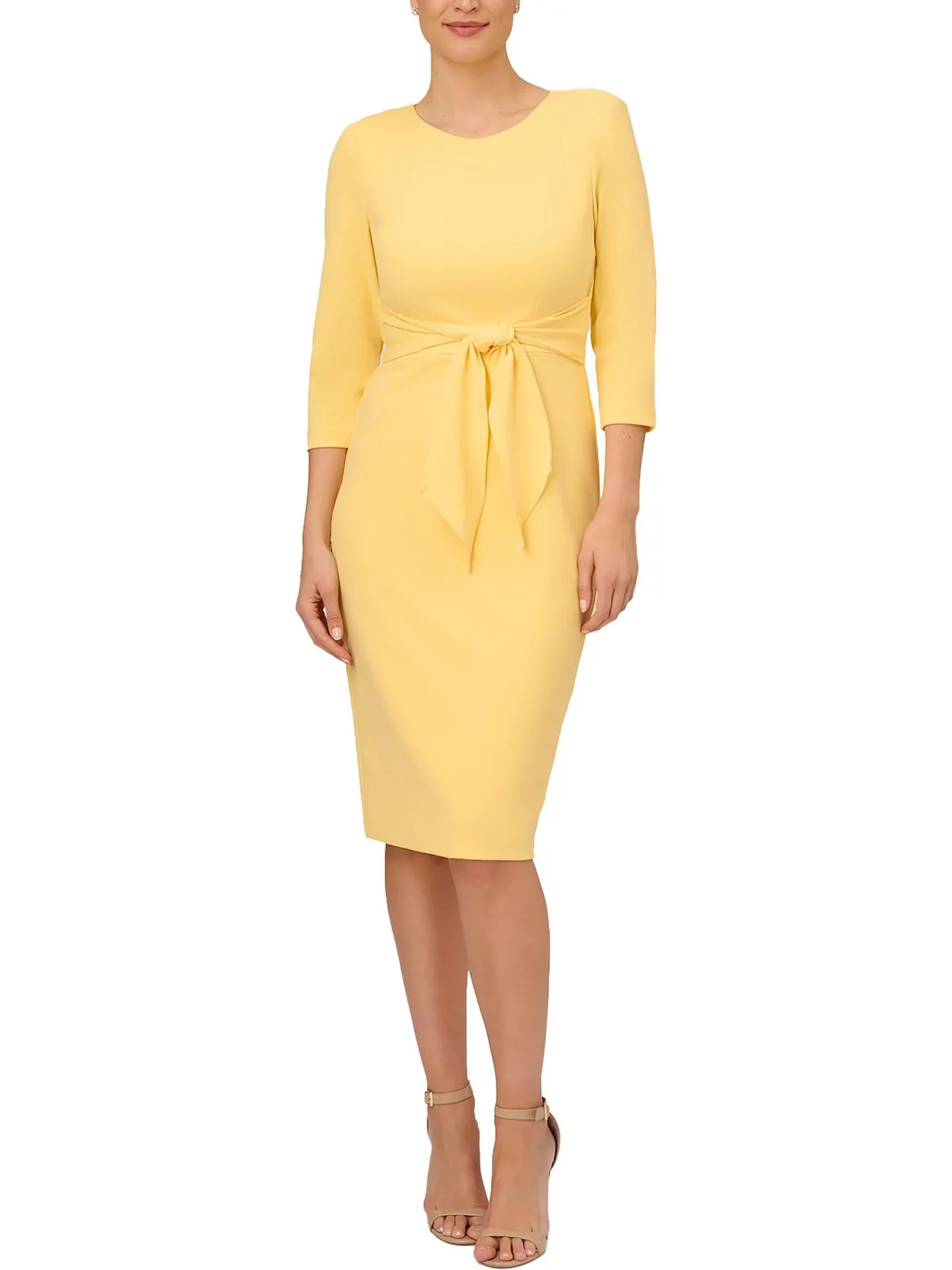 Womens Crepe Knee-Length Sheath Dress
