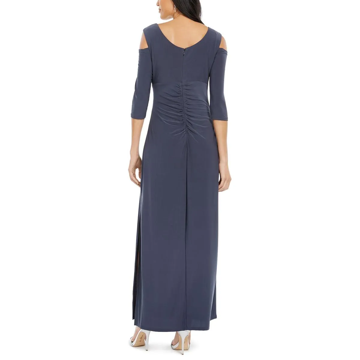 Womens Embellished Cold Shoulder Evening Dress