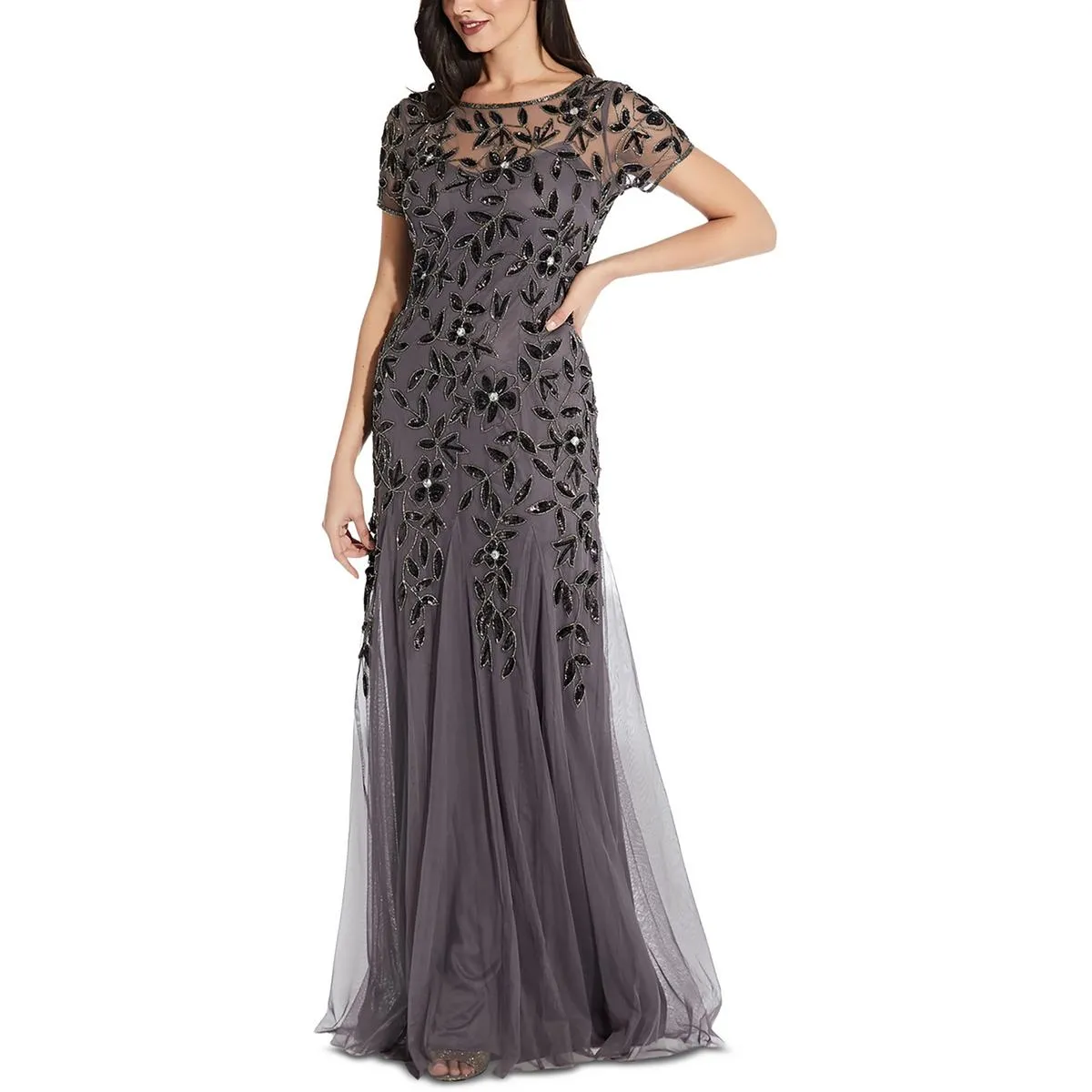 Womens Embellished Maxi Evening Dress