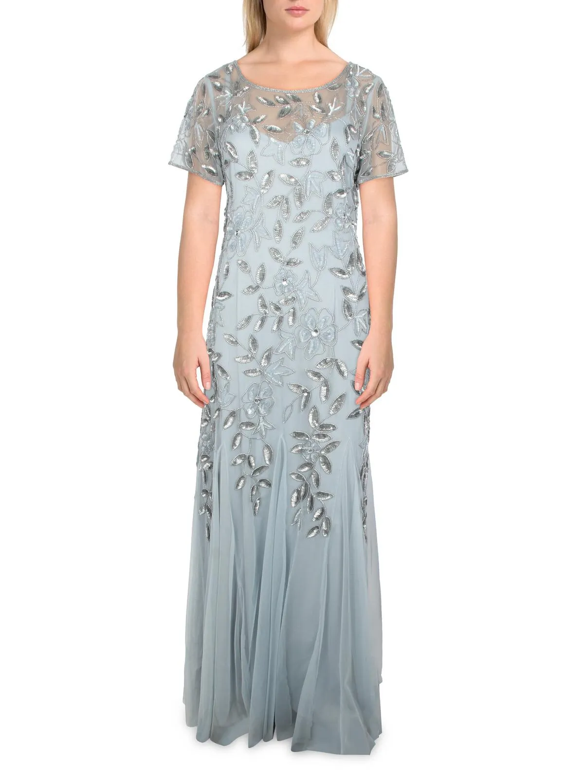 Womens Embellished Maxi Evening Dress