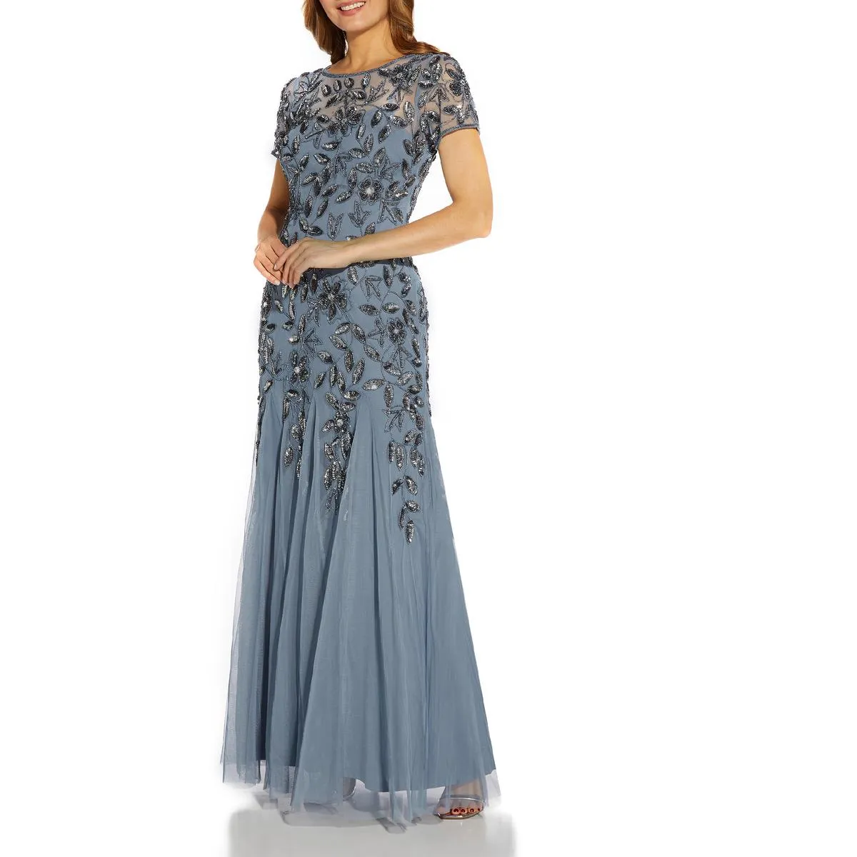 Womens Embellished Maxi Evening Dress