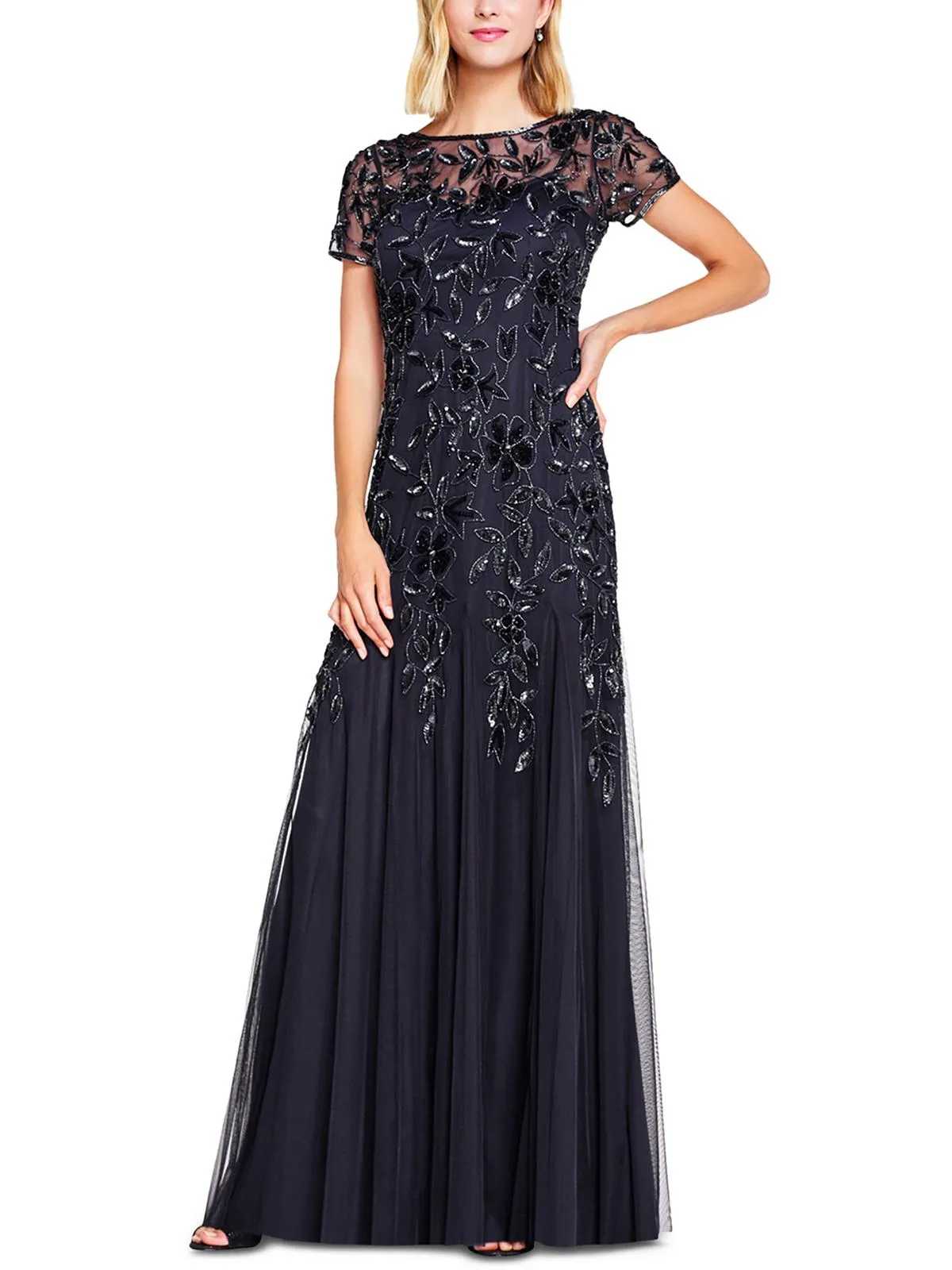 Womens Embellished Maxi Evening Dress