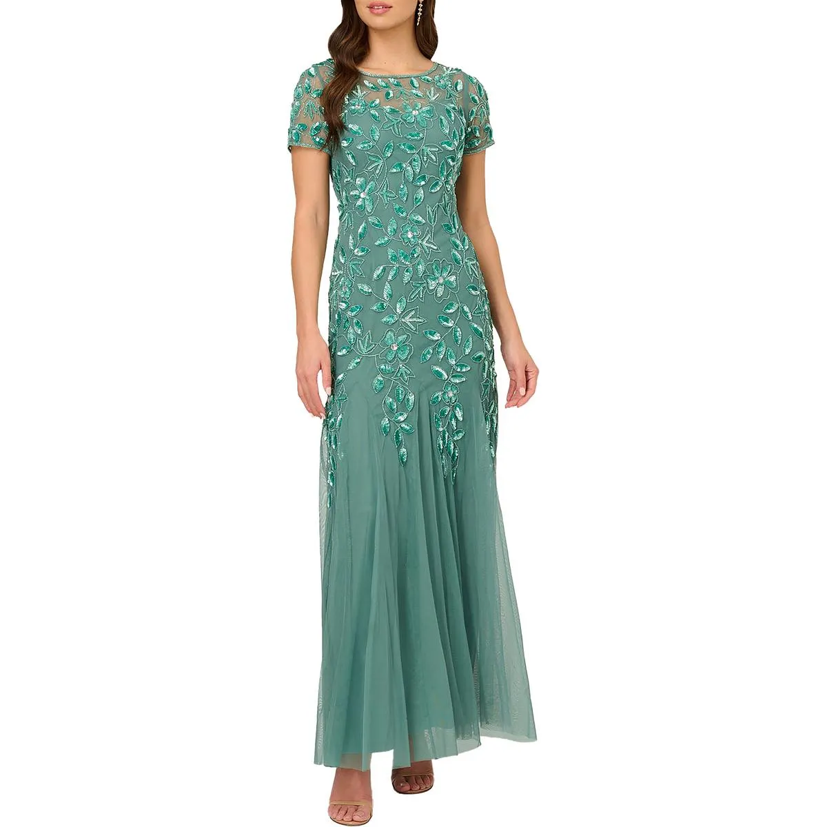 Womens Embellished Maxi Evening Dress