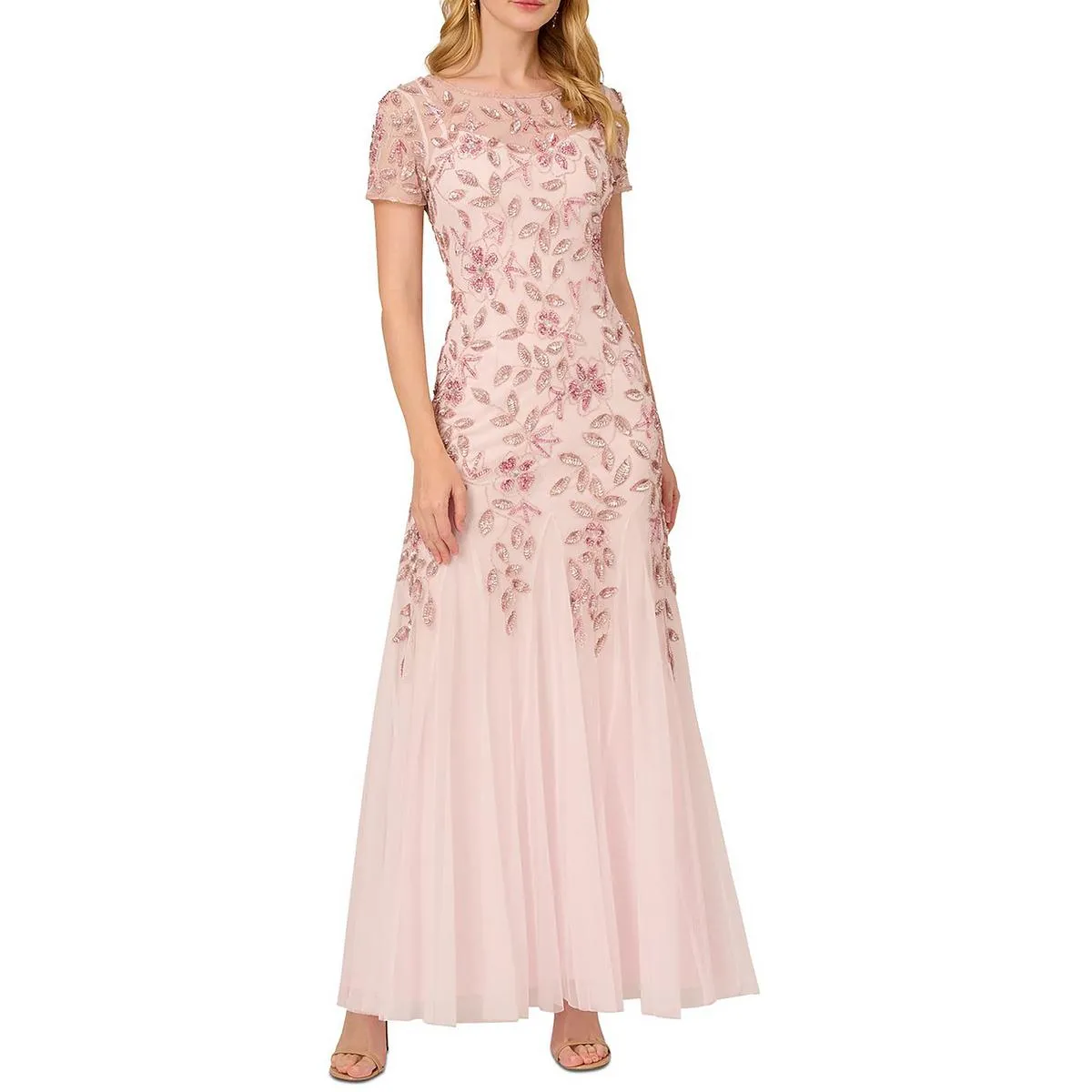 Womens Embellished Maxi Evening Dress