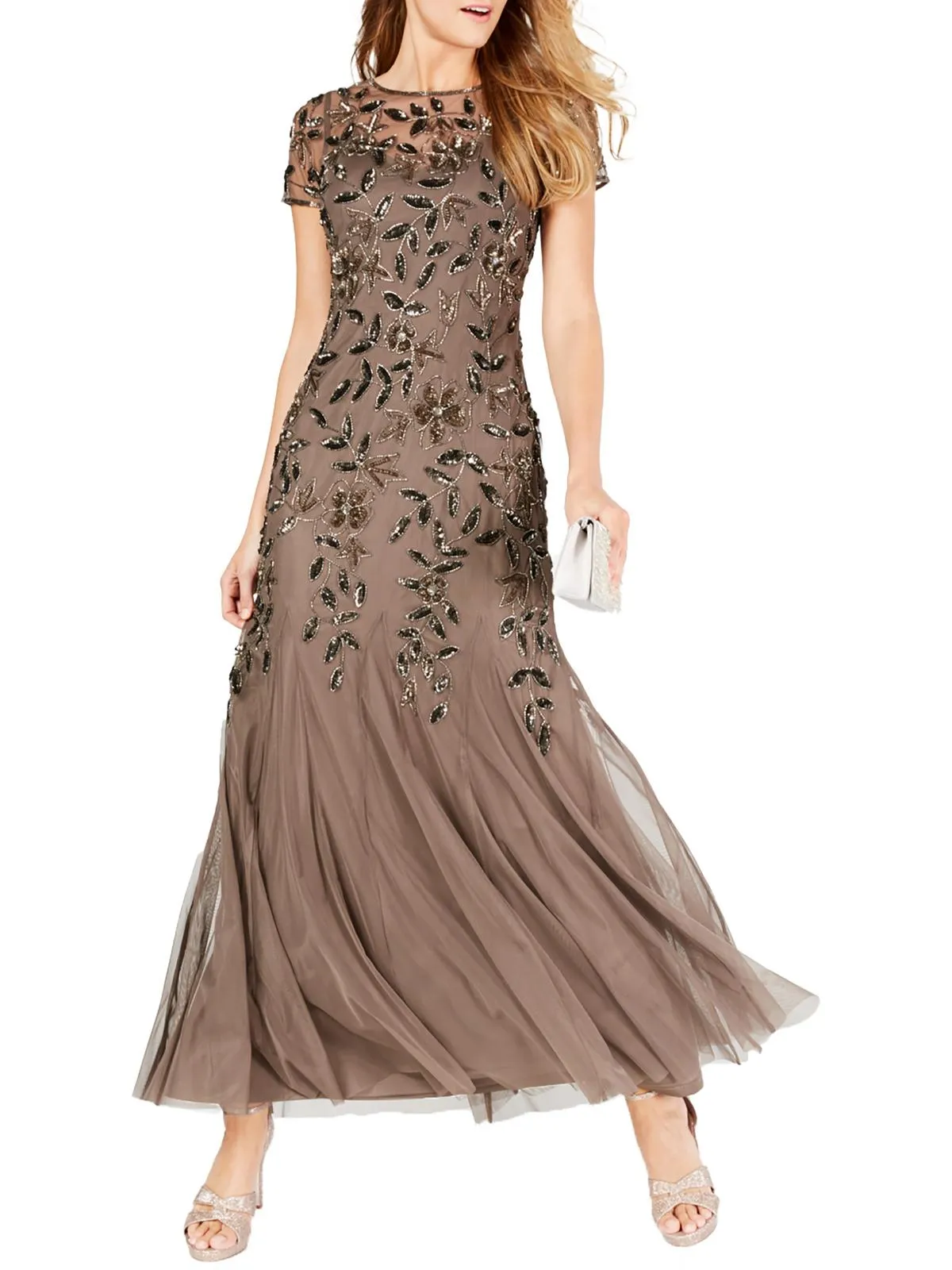 Womens Embellished Maxi Evening Dress