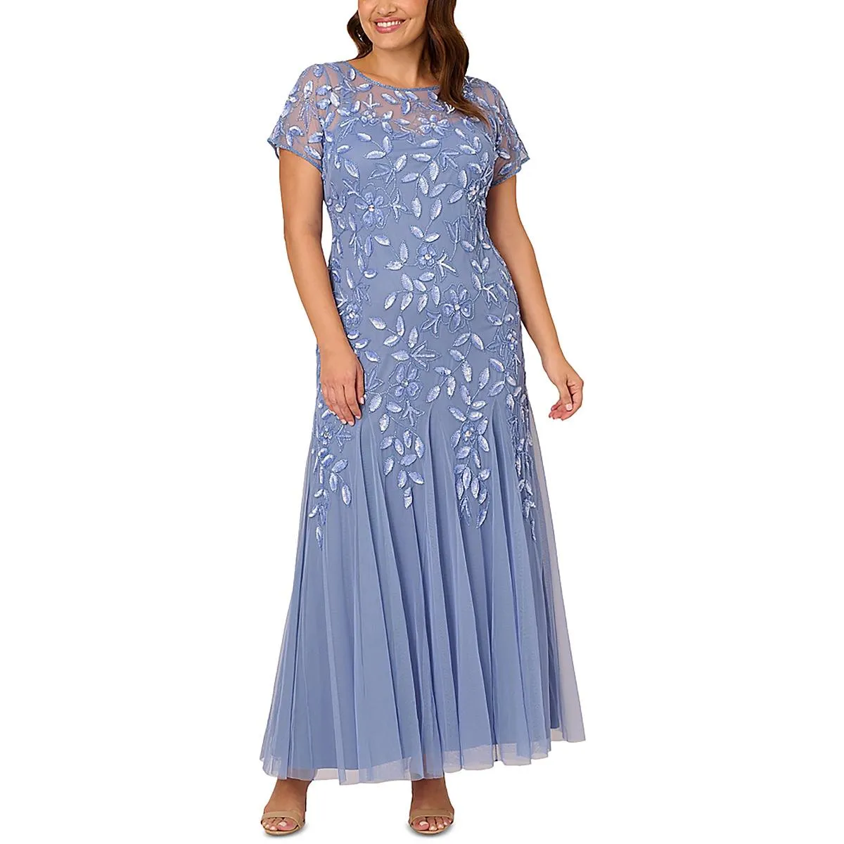 Womens Embellished Maxi Evening Dress