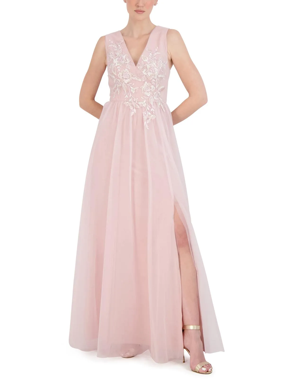 Womens Embroidered Maxi Evening Dress
