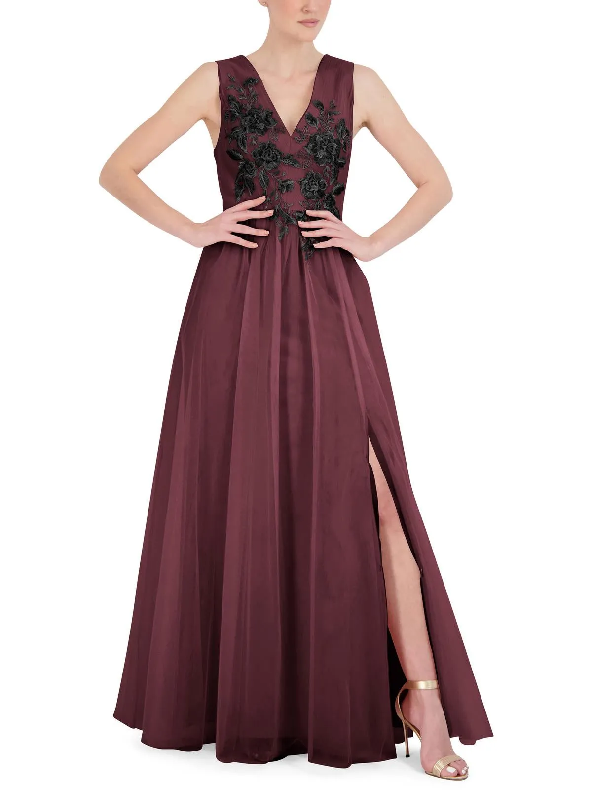 Womens Embroidered Maxi Evening Dress