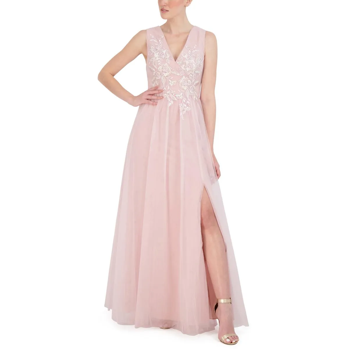 Womens Embroidered Maxi Evening Dress