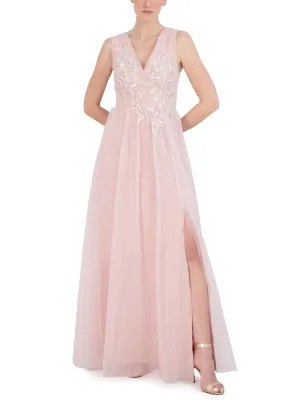 Womens Embroidered Maxi Evening Dress