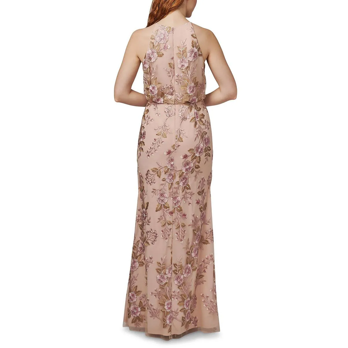 Womens Embroidered Maxi Halter Dress
