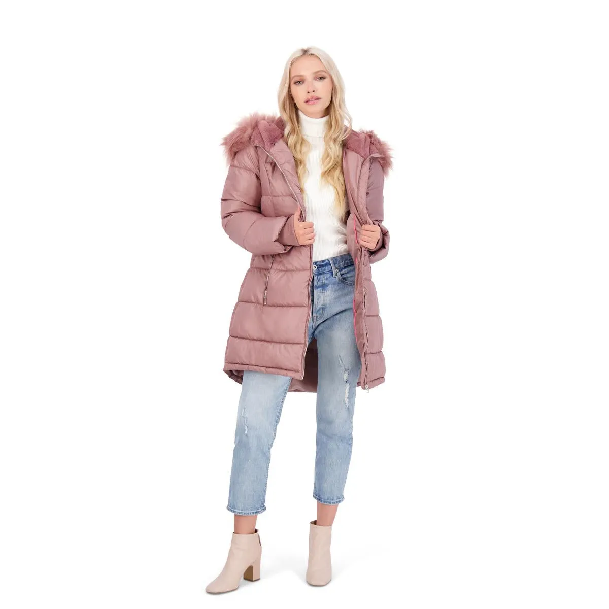 Womens Faux Fur Warm Puffer Coat