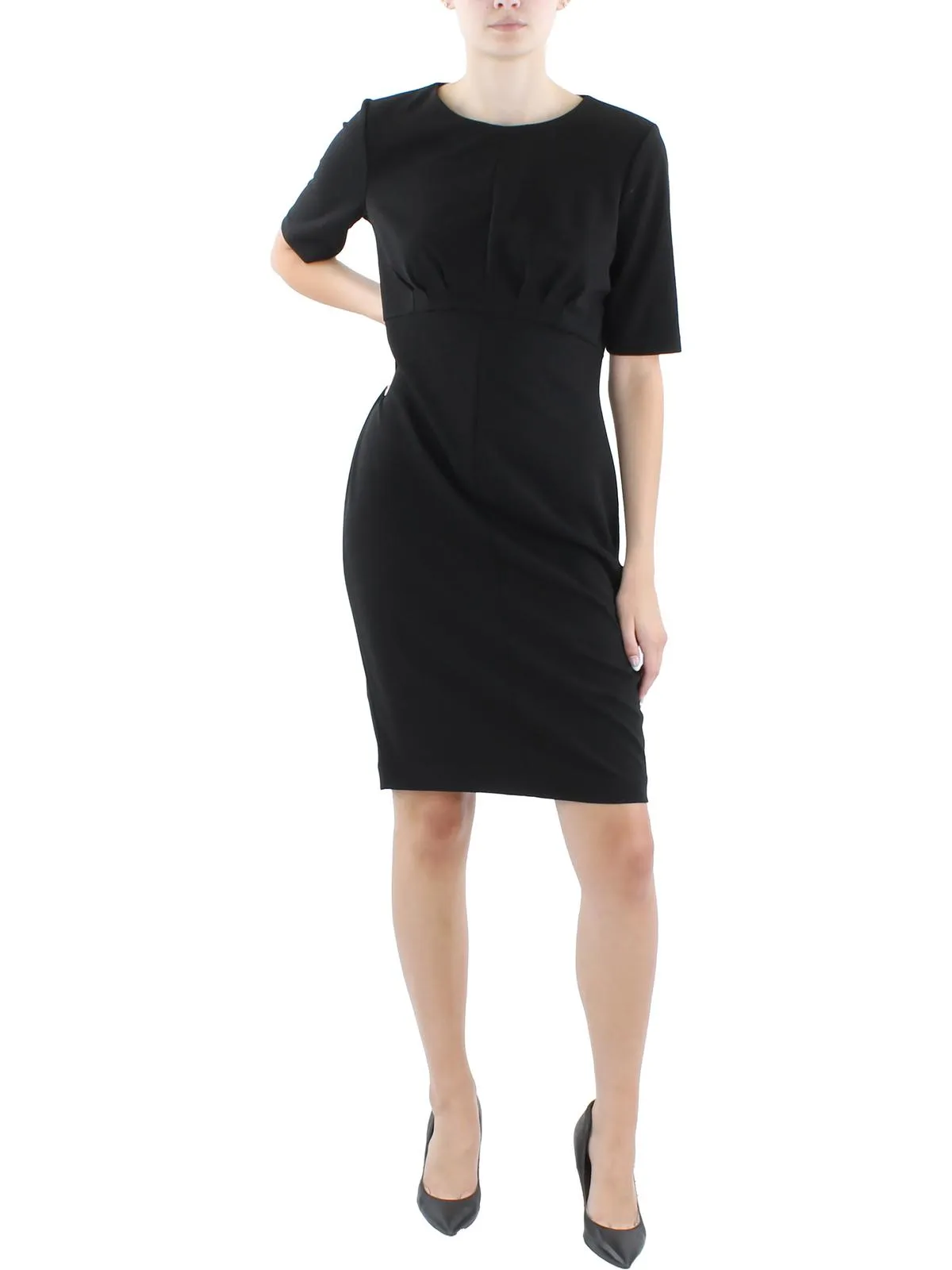 Womens Jewel Neck Knee Length Midi Dress