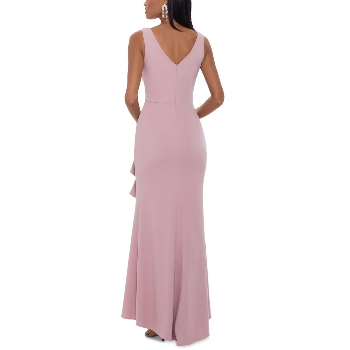 Womens Ruched Side Slit Formal Dress