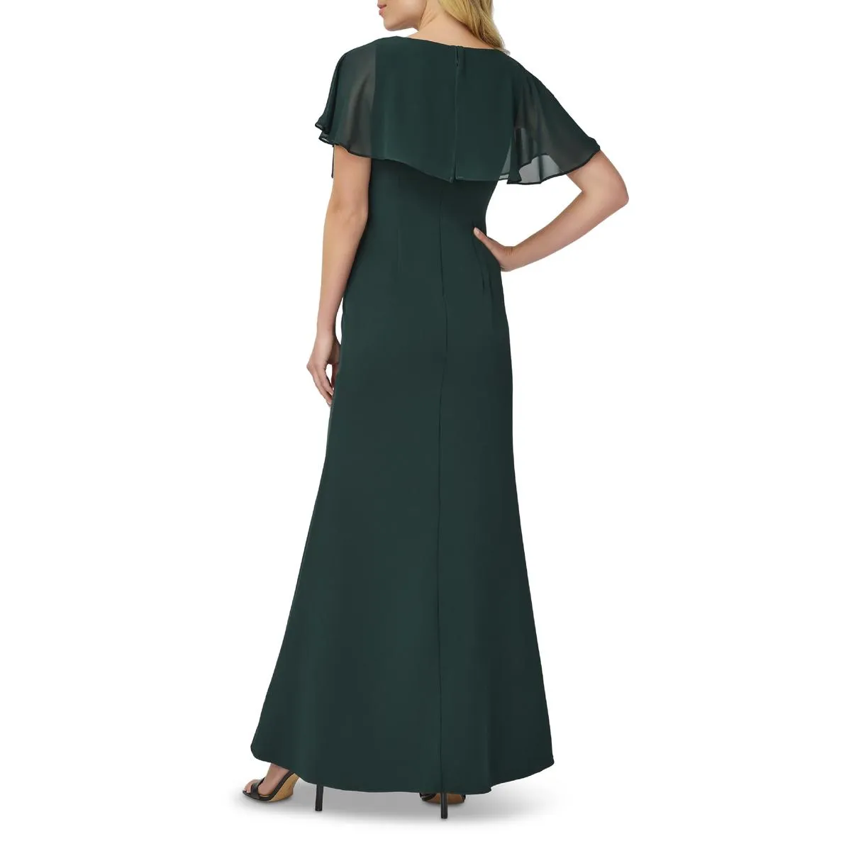 Womens Ruffled V-Neck Evening Dress