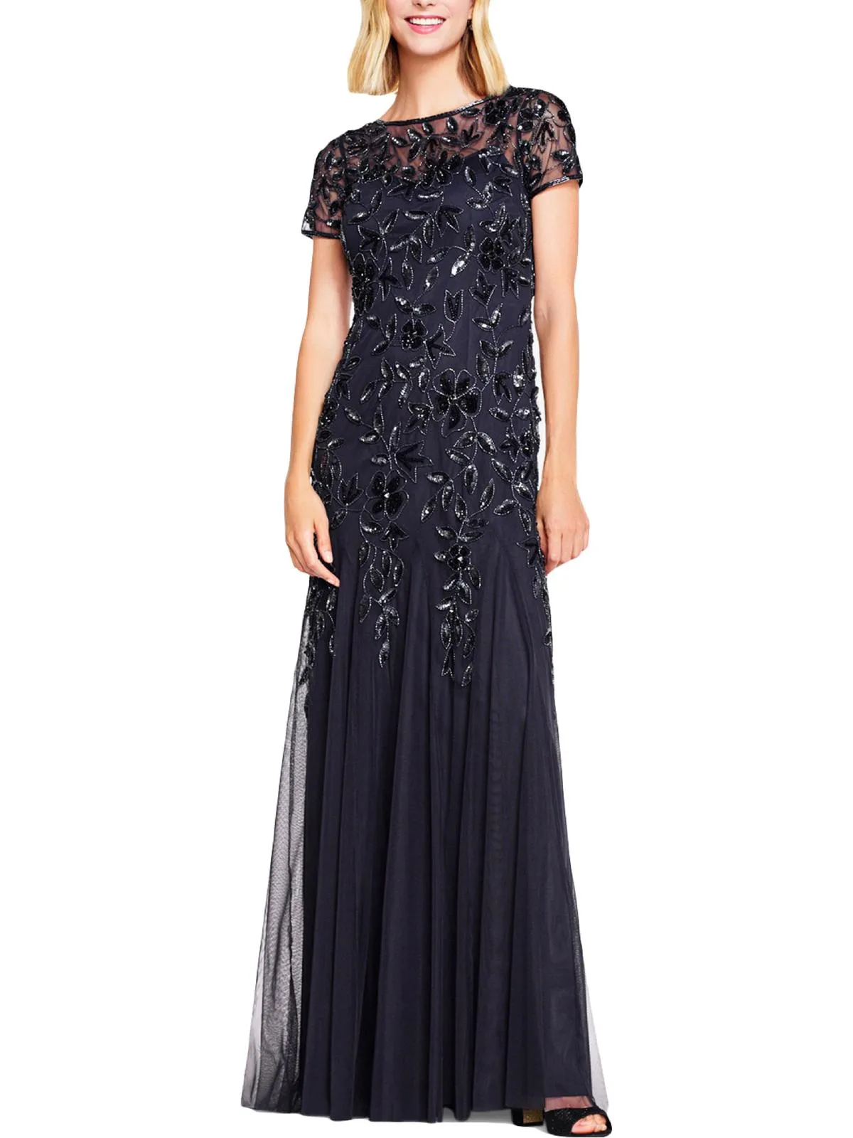 Womens Sequined Maxi Evening Dress