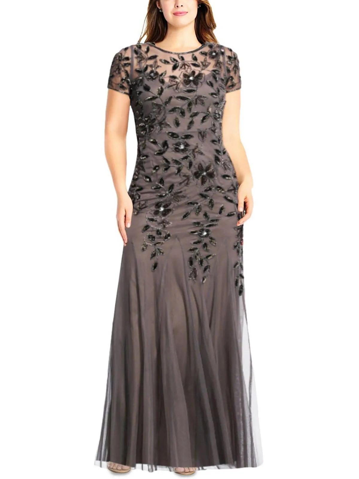 Womens Sequined Maxi Evening Dress