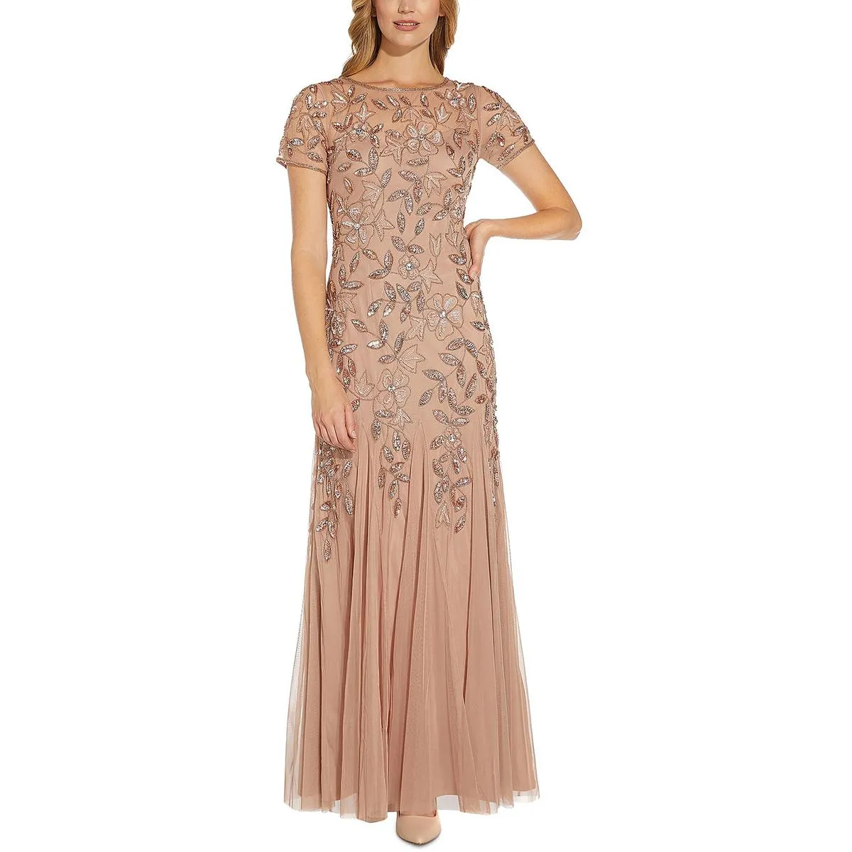 Womens Sequined Maxi Evening Dress