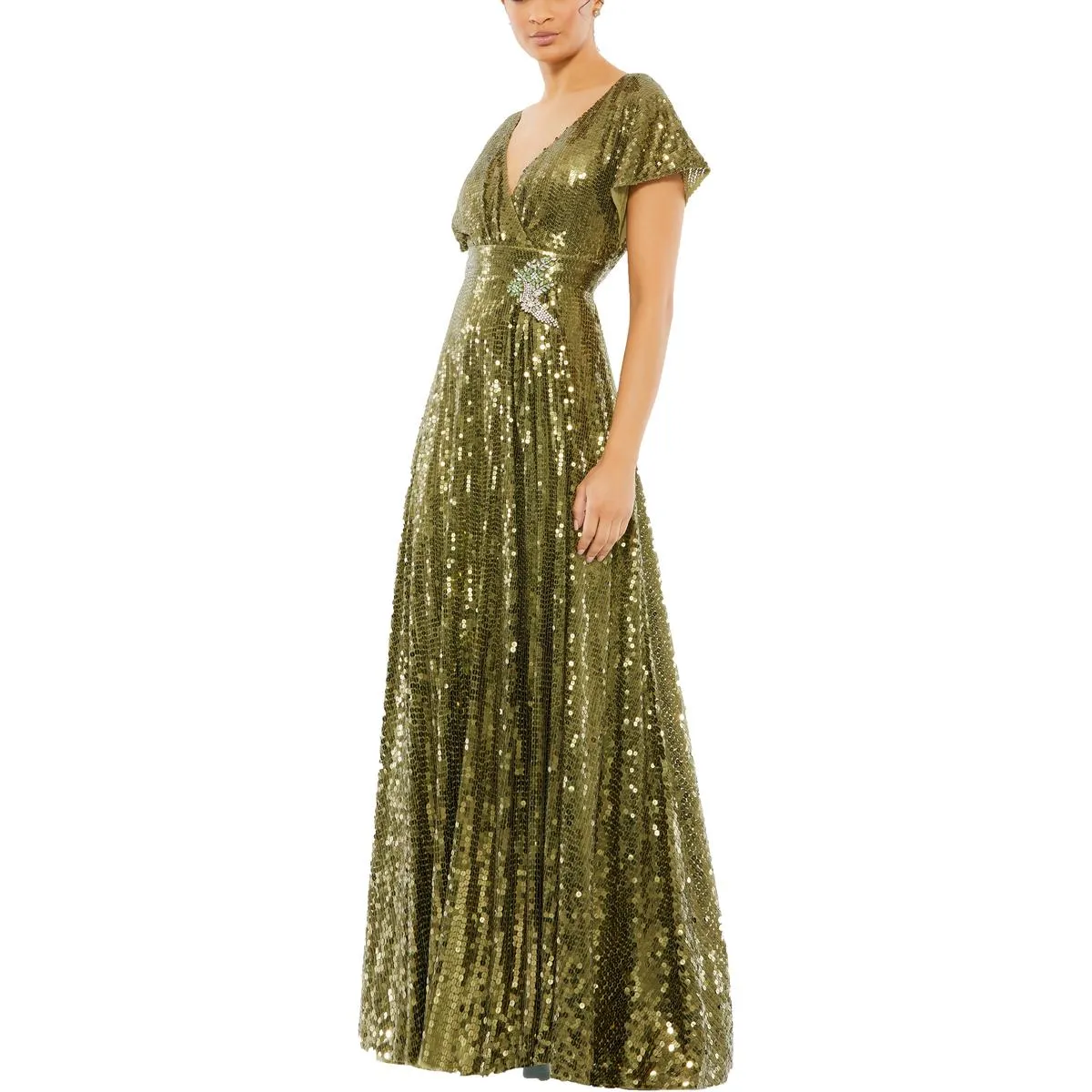 Womens Sequined Maxi Evening Dress