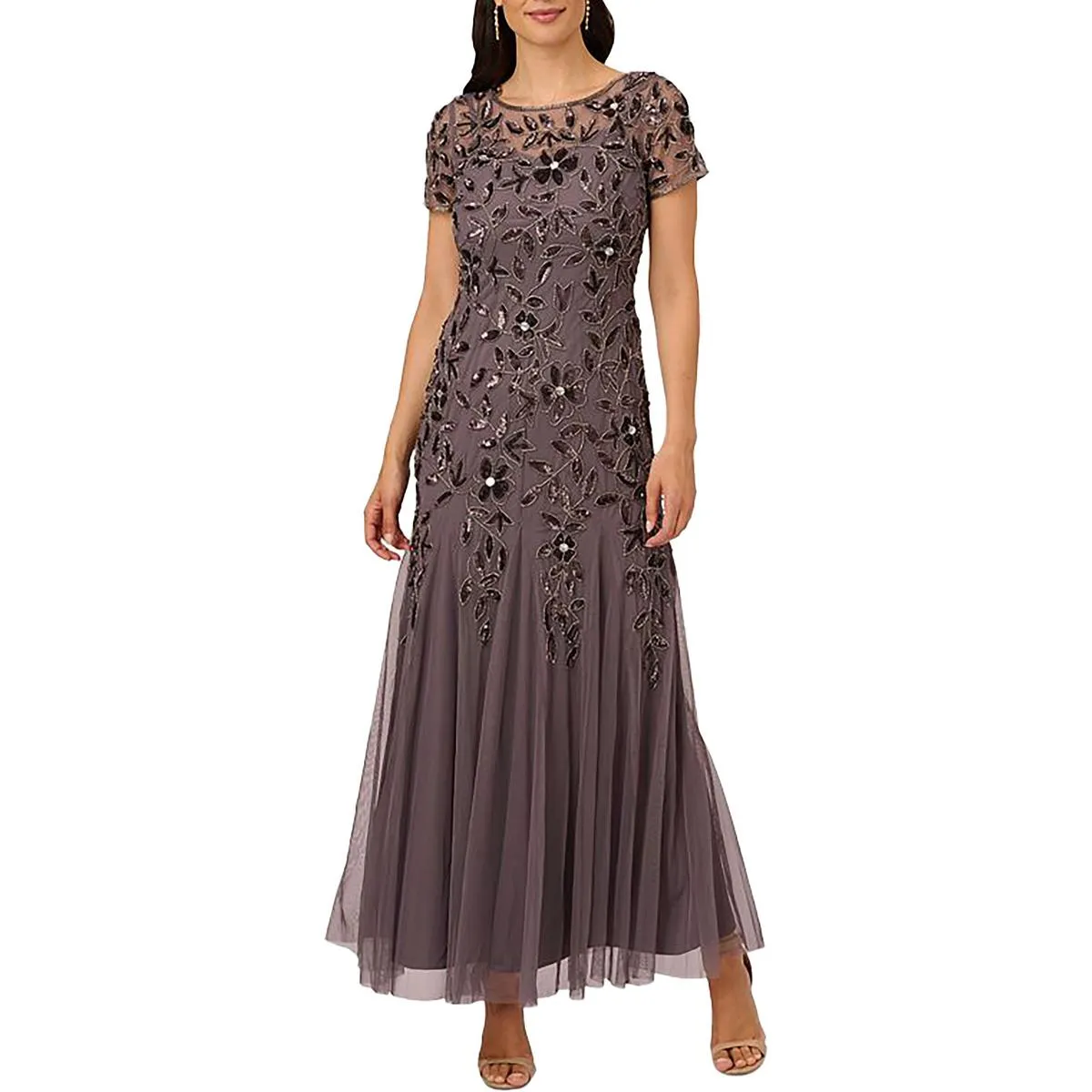 Womens Sequined Maxi Evening Dress