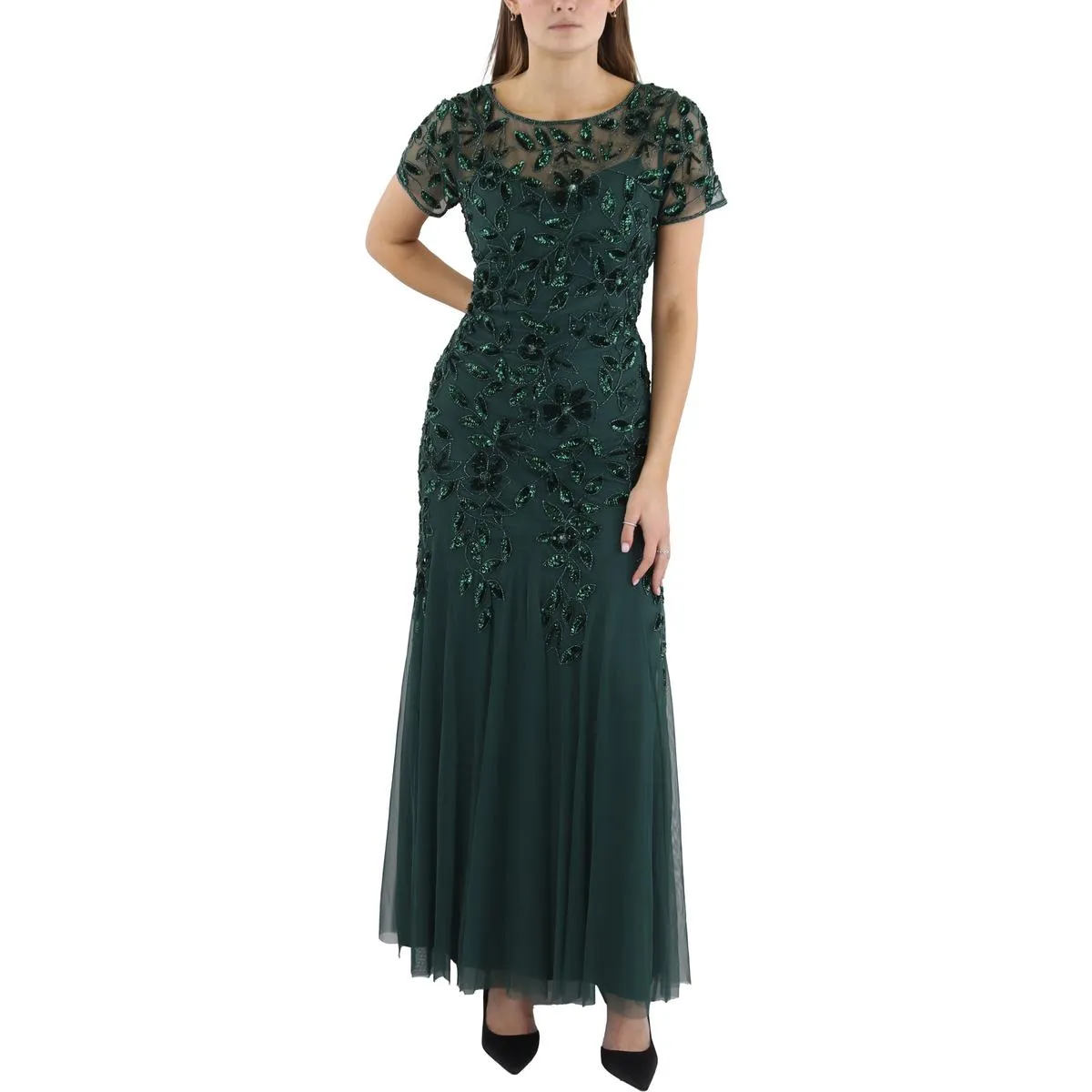 Womens Sequined Maxi Evening Dress