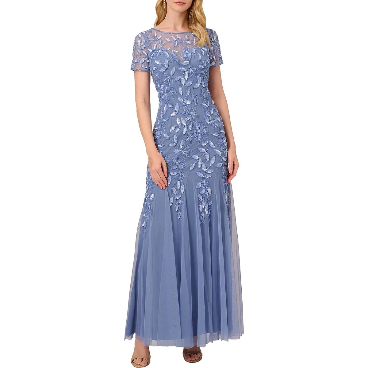 Womens Sequined Maxi Evening Dress