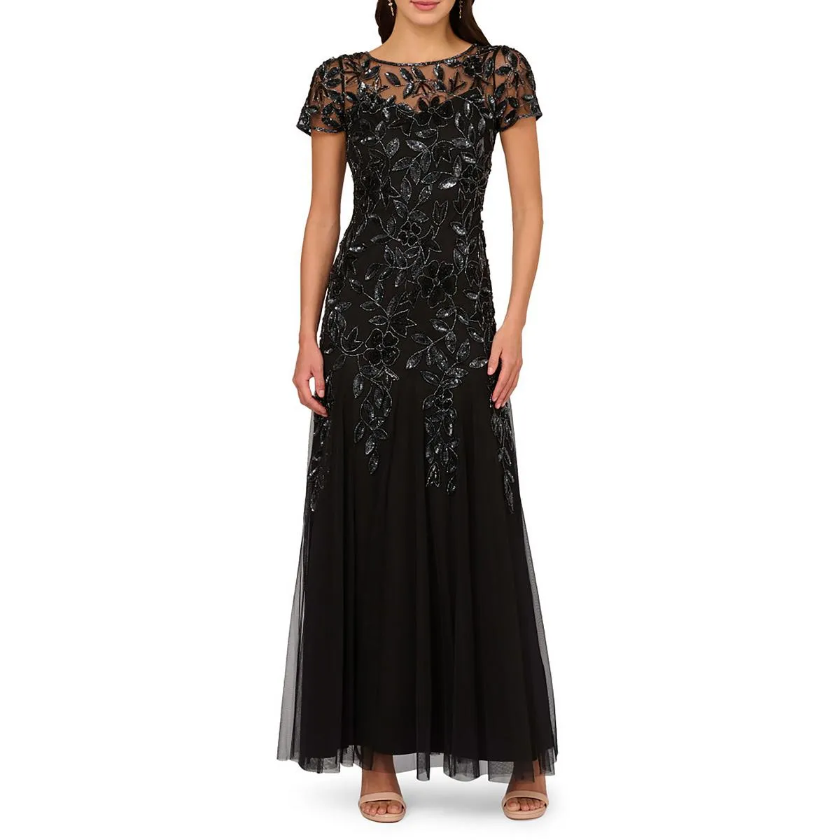 Womens Sequined Maxi Evening Dress
