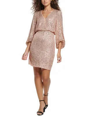 Womens Sequined Stretch Fit & Flare Dress