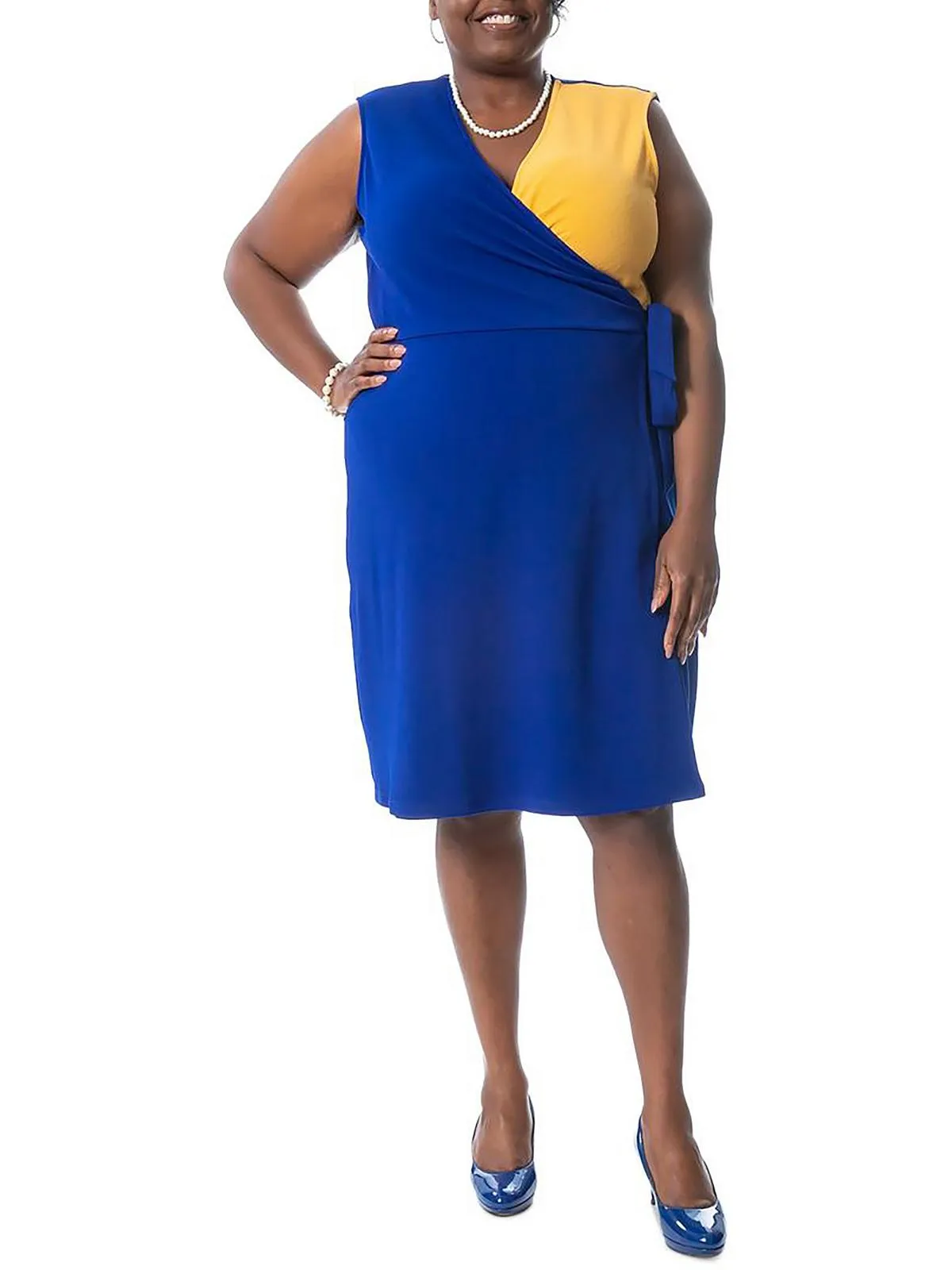 Womens V-Neck Knee Wrap Dress