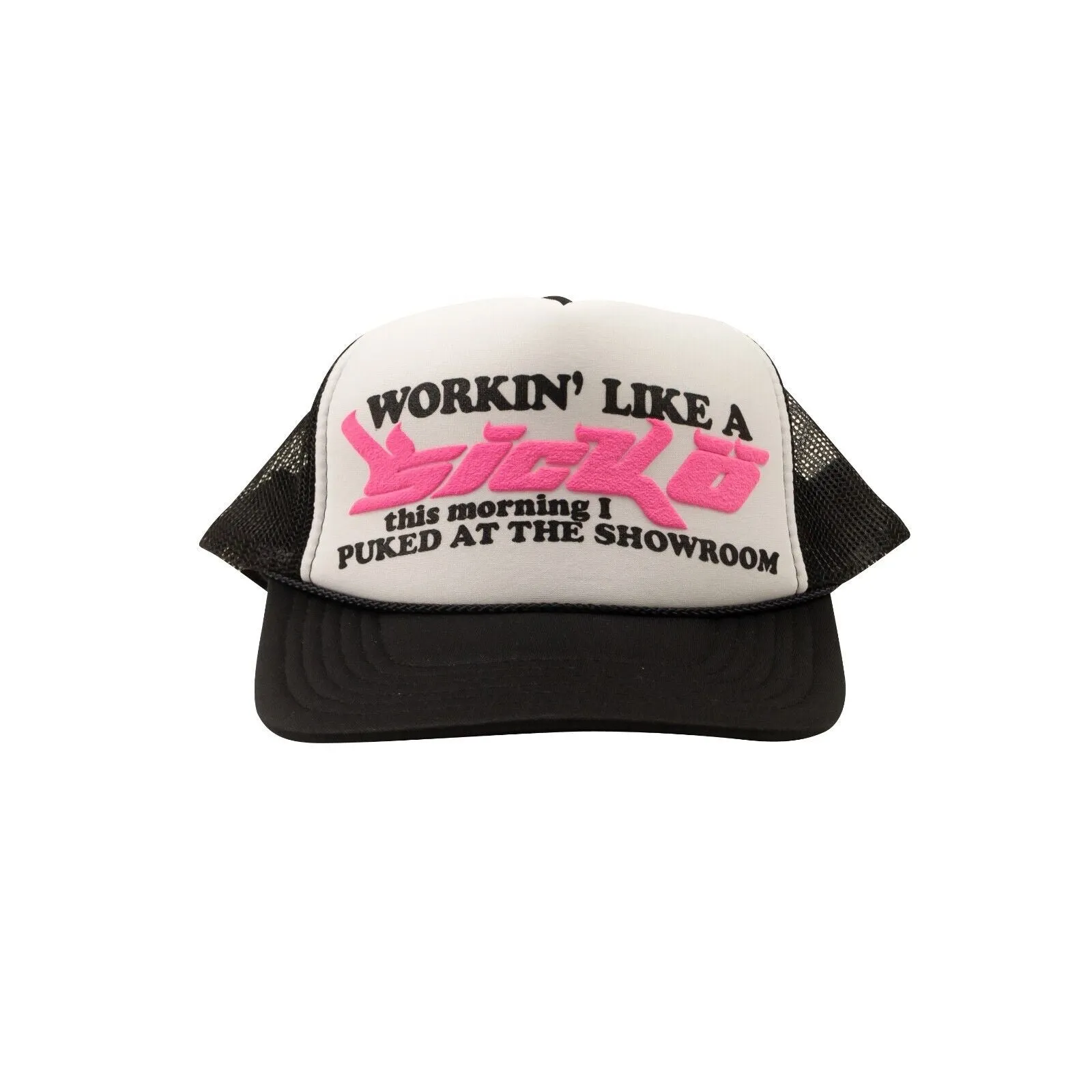 X 375 Black And Pink Logo Trucker Cap