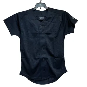 Youth's Button Up Baseball Mesh Jerseys In Black