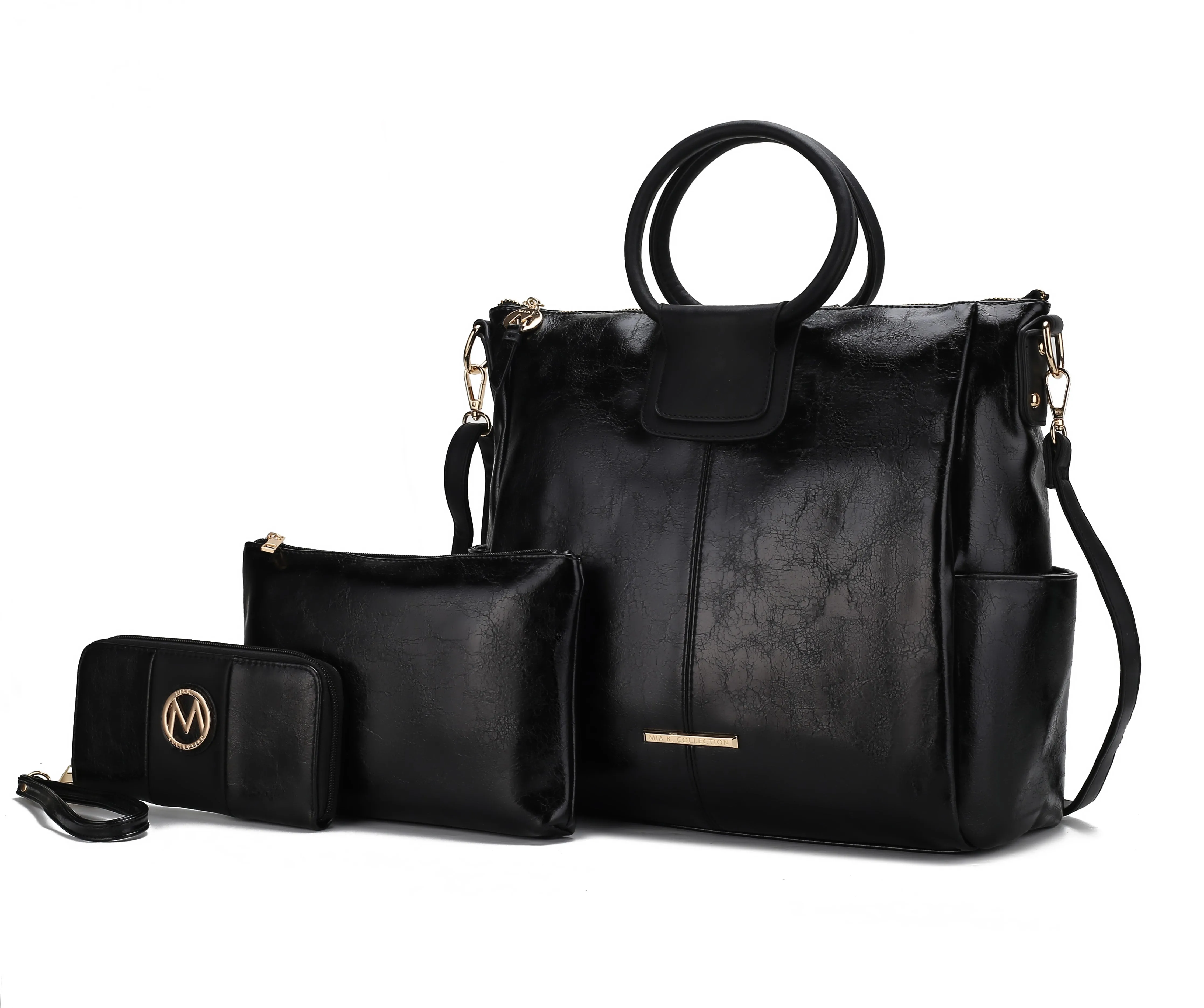 Zori Vegan Leather Women’s Tote Bag with pouch and wallet -3 pieces