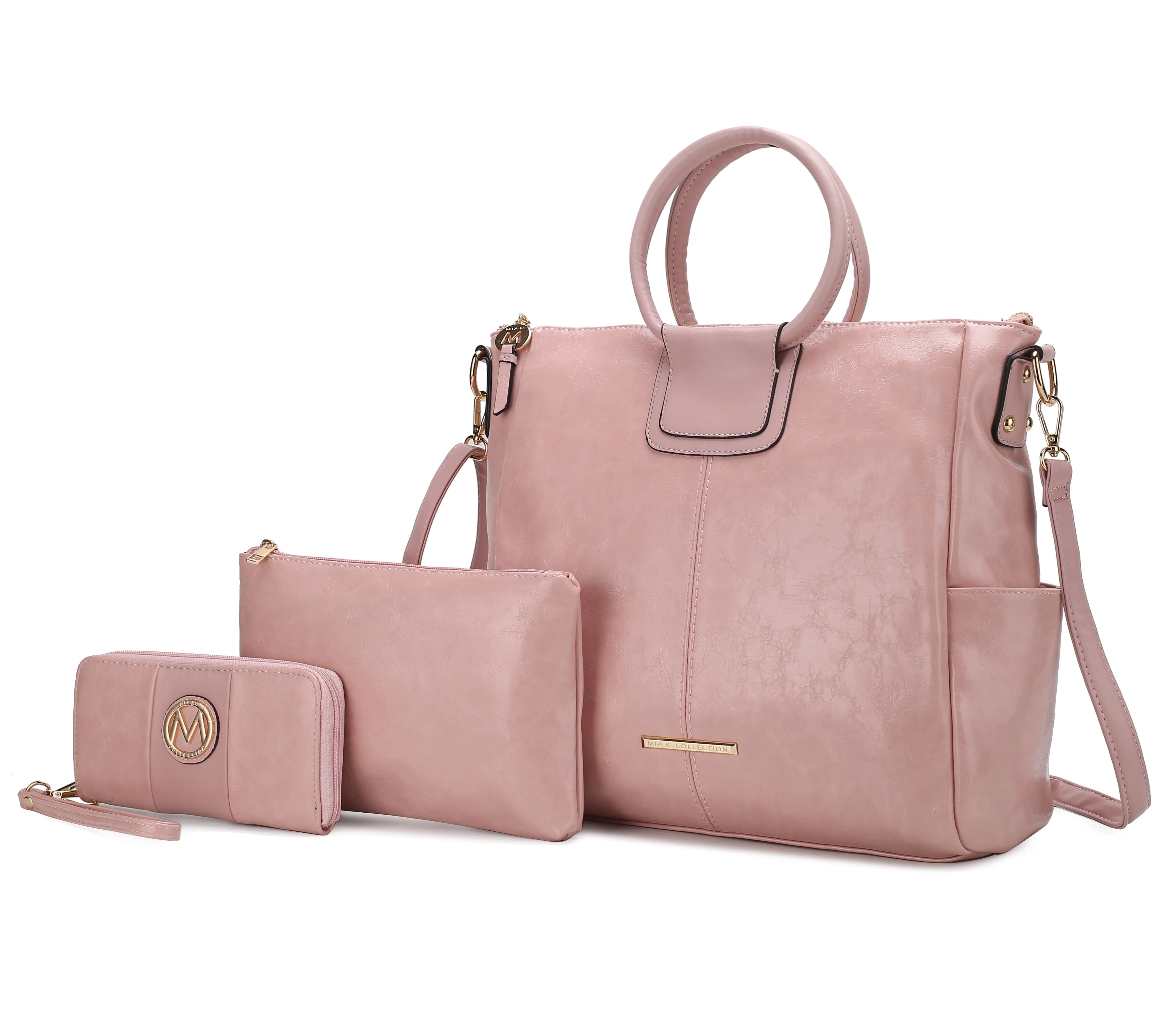 Zori Vegan Leather Women’s Tote Bag with pouch and wallet -3 pieces