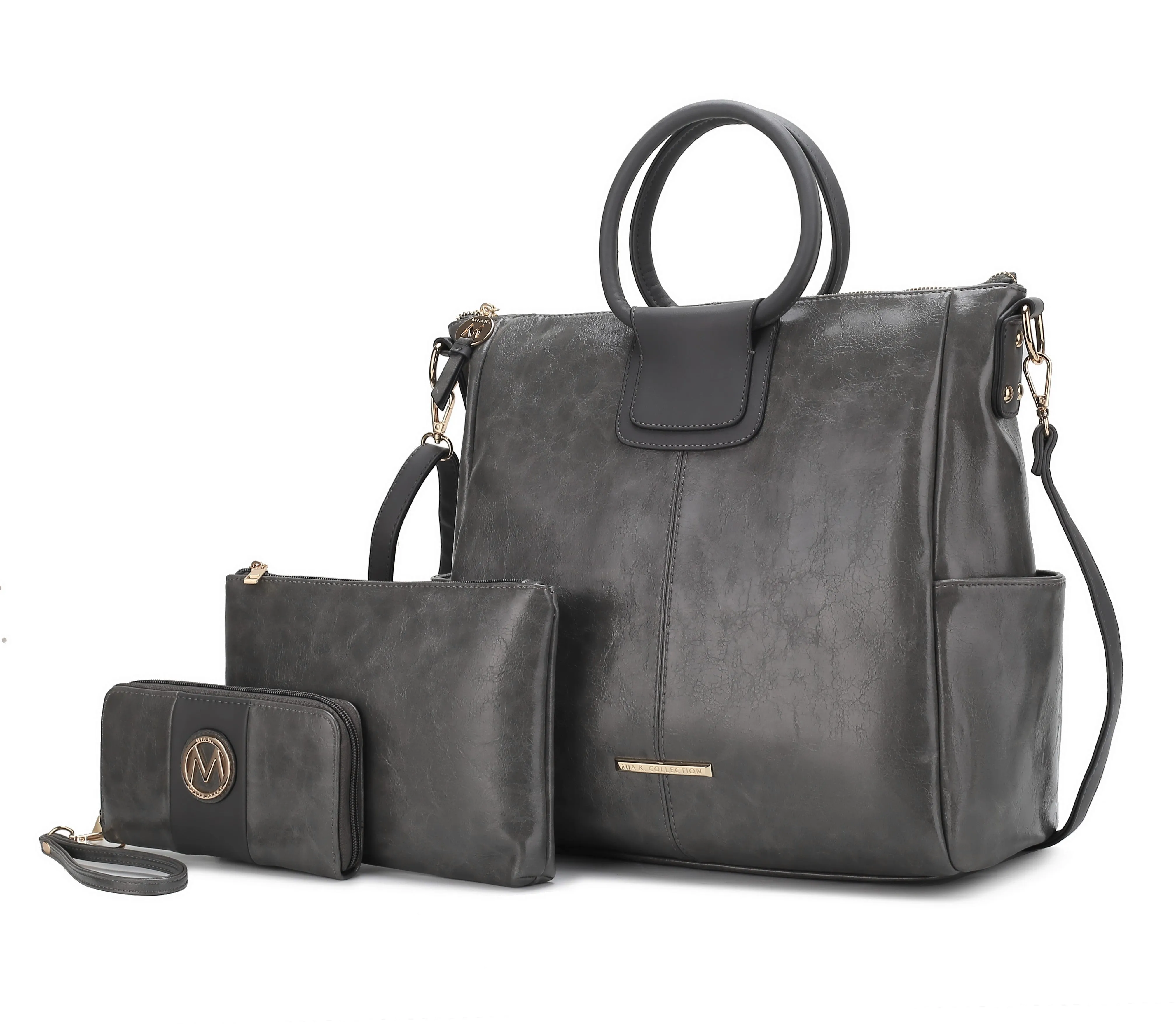 Zori Vegan Leather Women’s Tote Bag with pouch and wallet -3 pieces